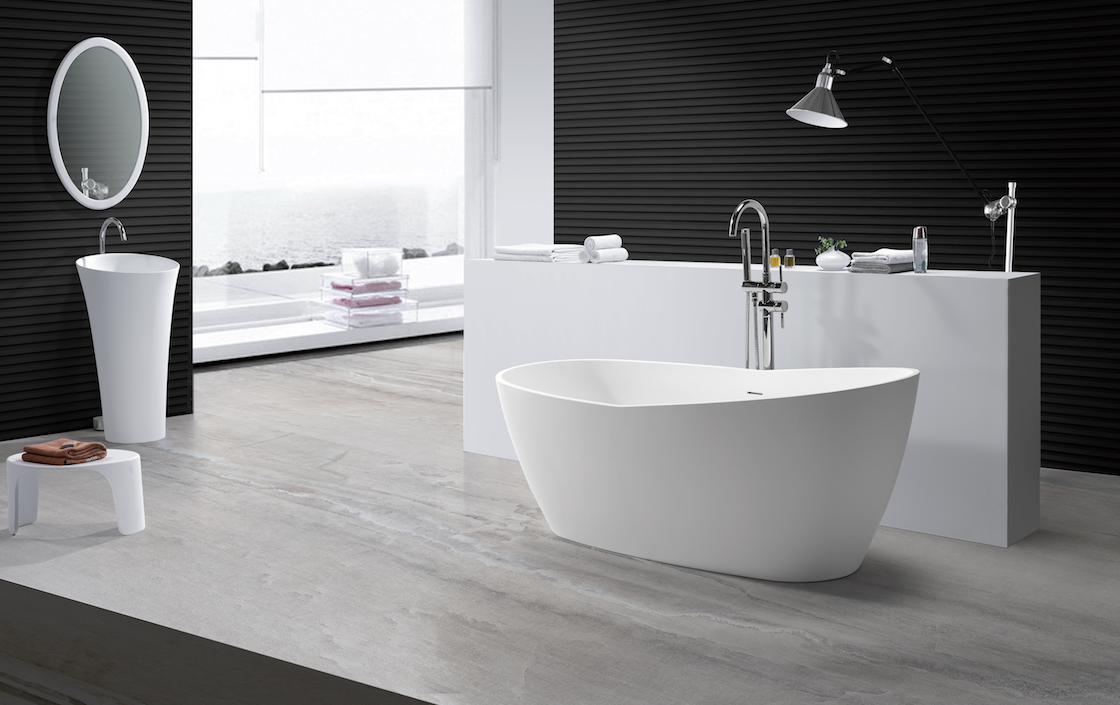 Hugi Stone Bath with Raised End - 1650mm - B063