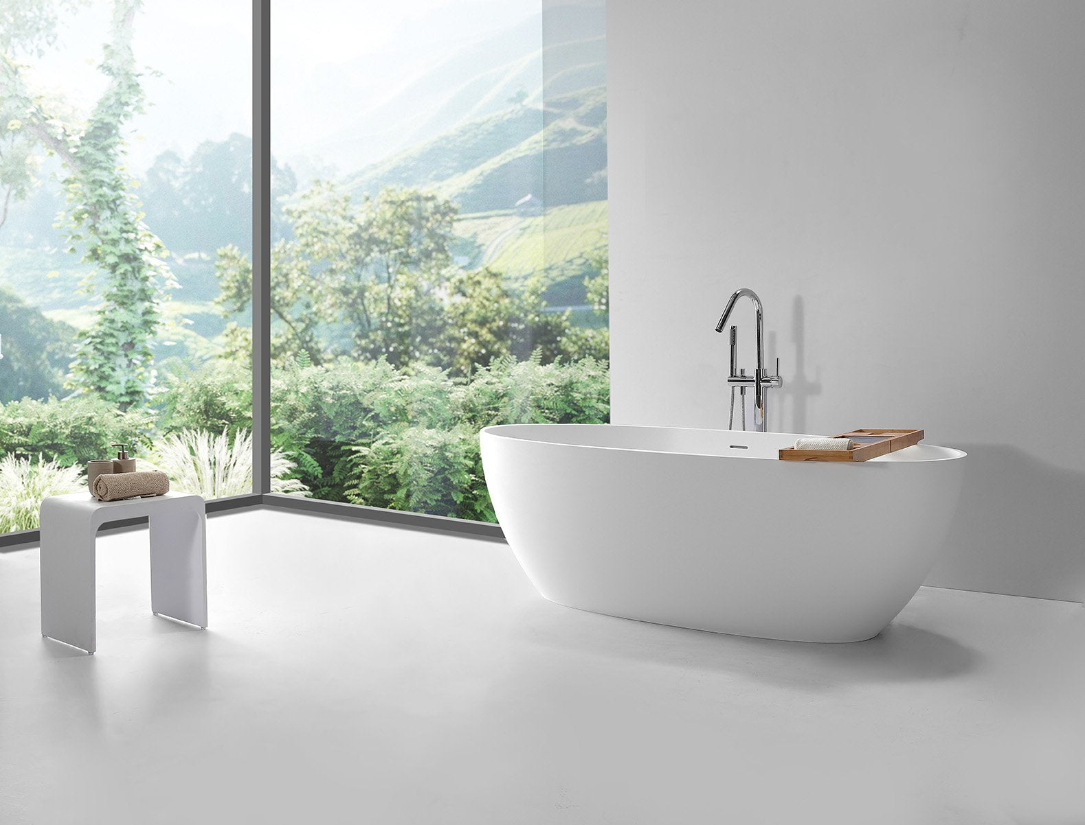 Slender & Elegant Hugi Stone Bath - 1710mm - B097