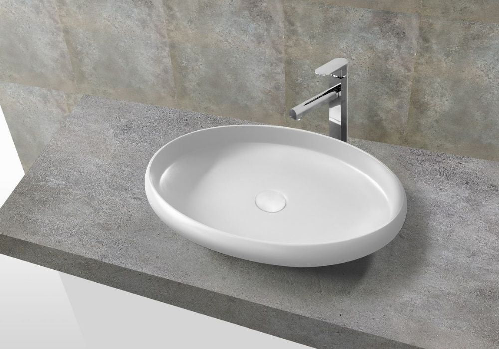 Hugi Oval Shaped Stone Basin - 600mm - B1155