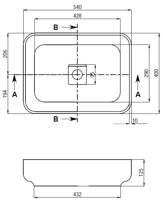 Toka Lite Fine Edged Basin - Rectangle Shaped - 540mm - CSB60-540