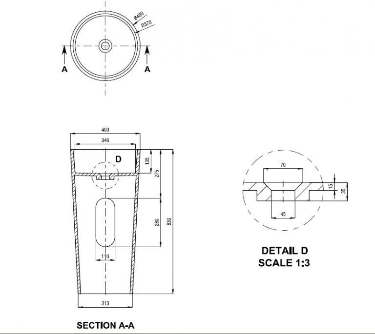 Toka Lite Basin CSB83 400mm Architect Design