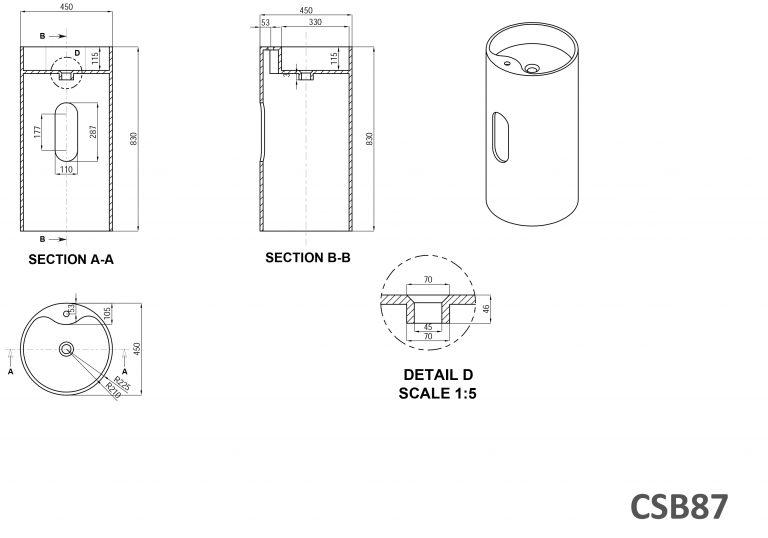 Toka Lite Basin CSB87 450mm Architect Design