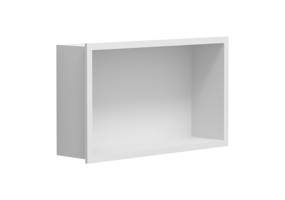 Recessed Matte White Shower Shelf - 600mm - G01122