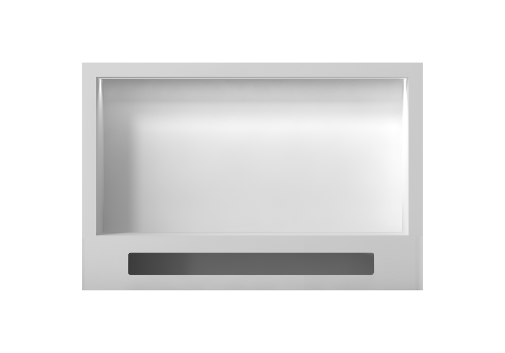 Recessed Matte White Shower Shelf w/ Rail - 600mm - G01141