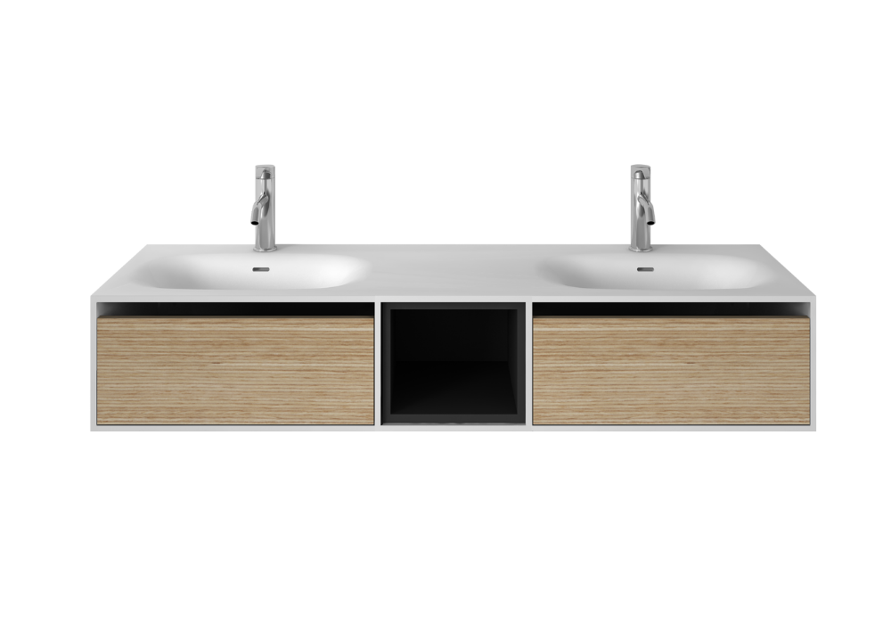 Wall Hung Vanity w/ Twin Basins - 1500mm - G38488-3