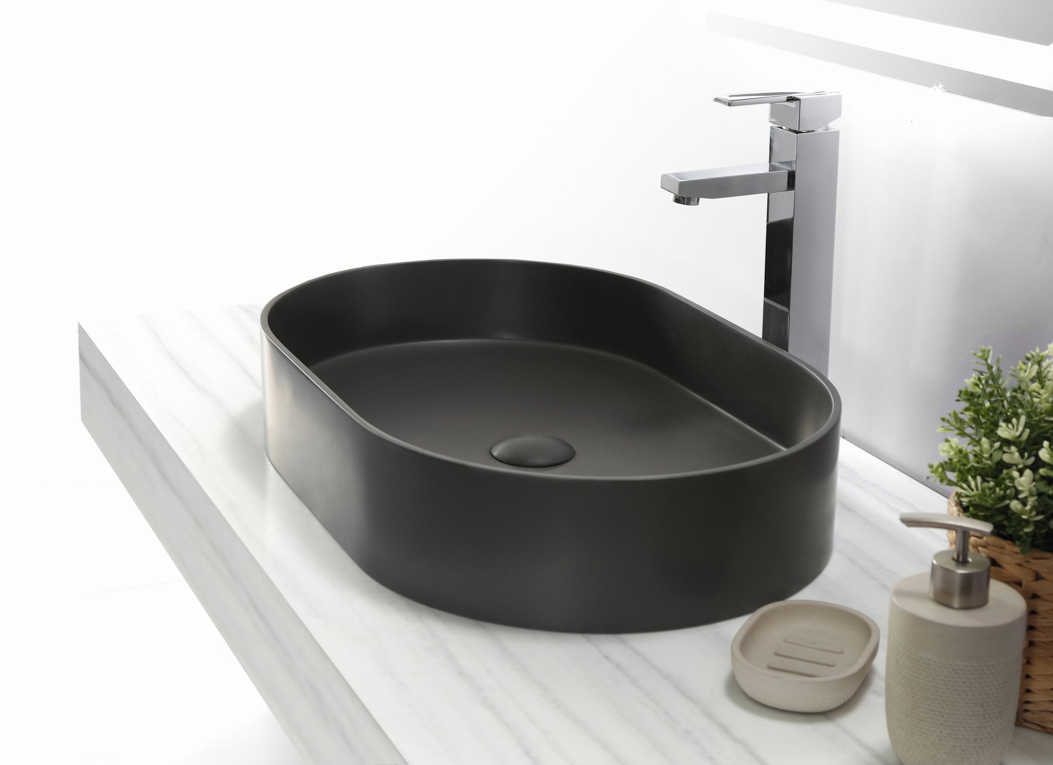 On-trend Shaped Matte Black Basin - 580mm - B1057