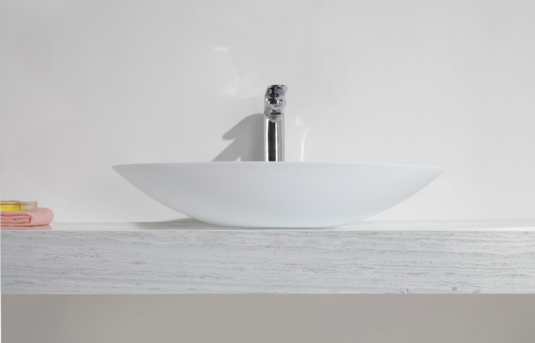 Hugi Solid Stone Basin - Wide Edge - 590mm - B1301