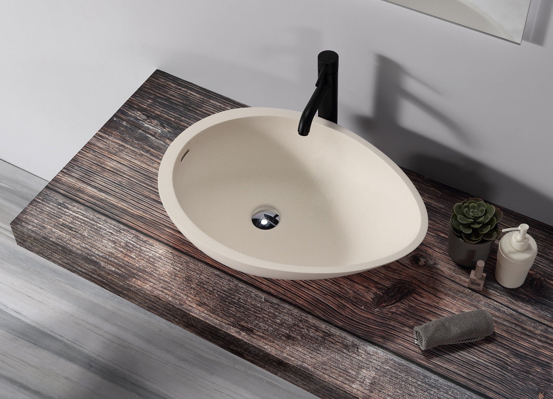 Beige Quartz Basin - 600mm - B1310-1