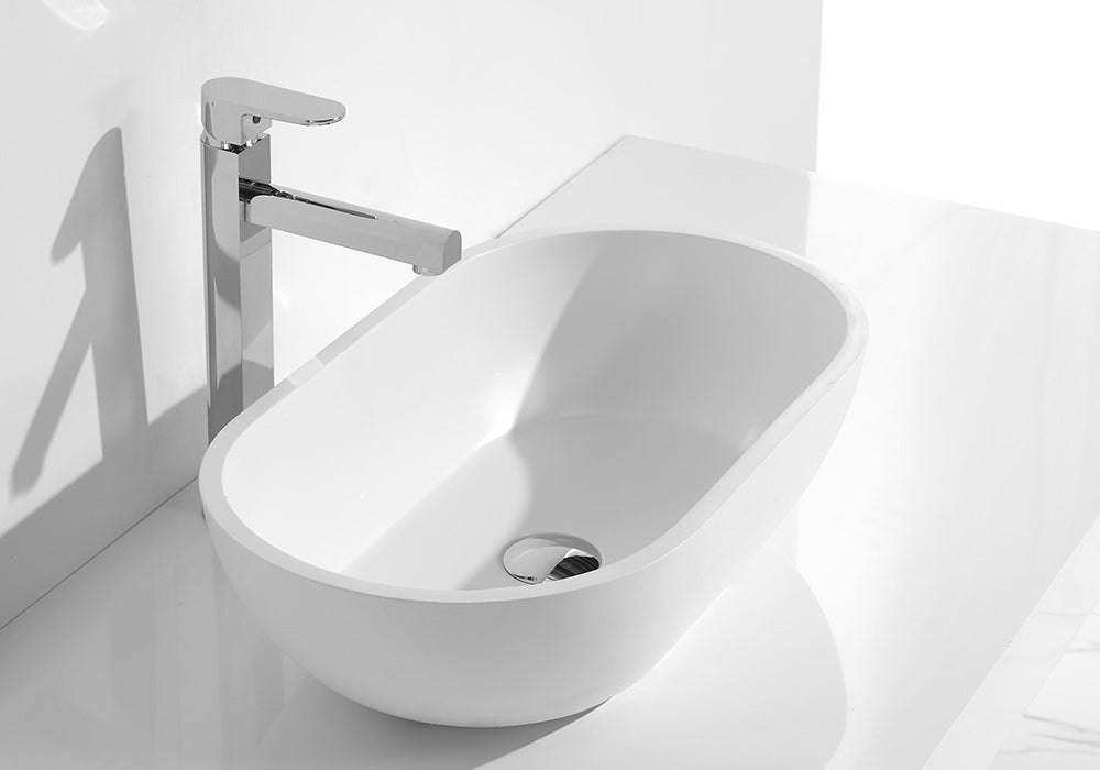 Hugi Matte White Oval 560mm Benchtop Basin - 420mm - B1312