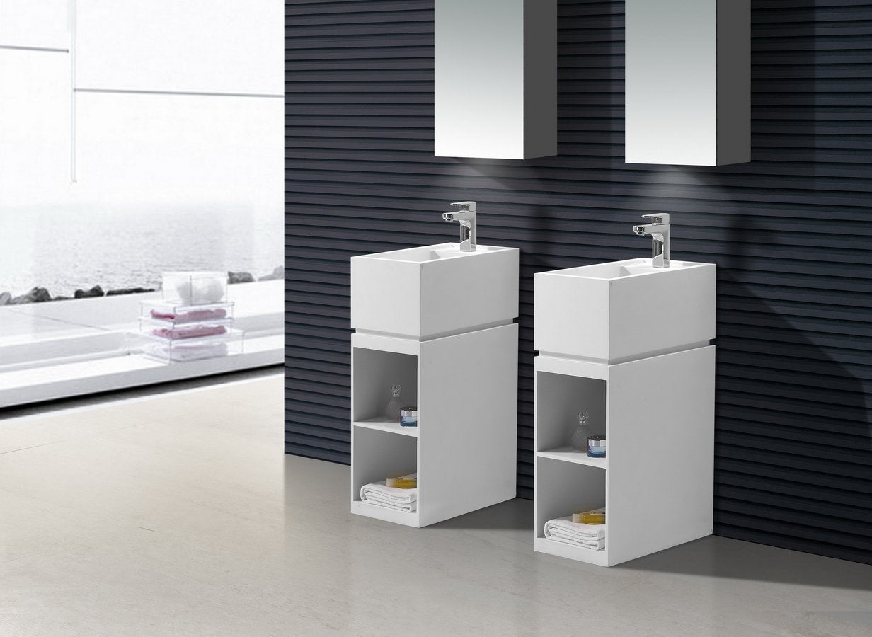 Hugi Freestanding Stone Basin - Storage Shelf - 850mm - B1585