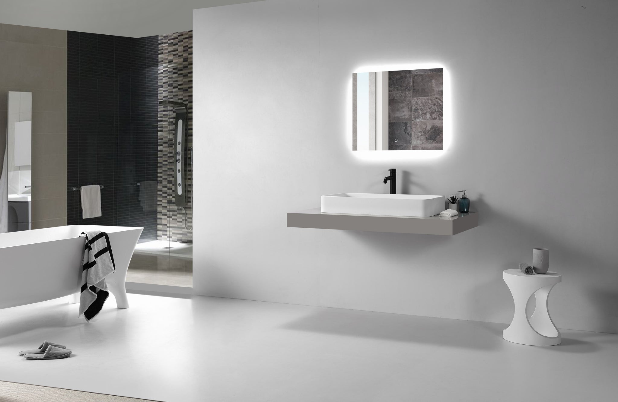Long Curved Rectangular Basin -800mm - B1700-3