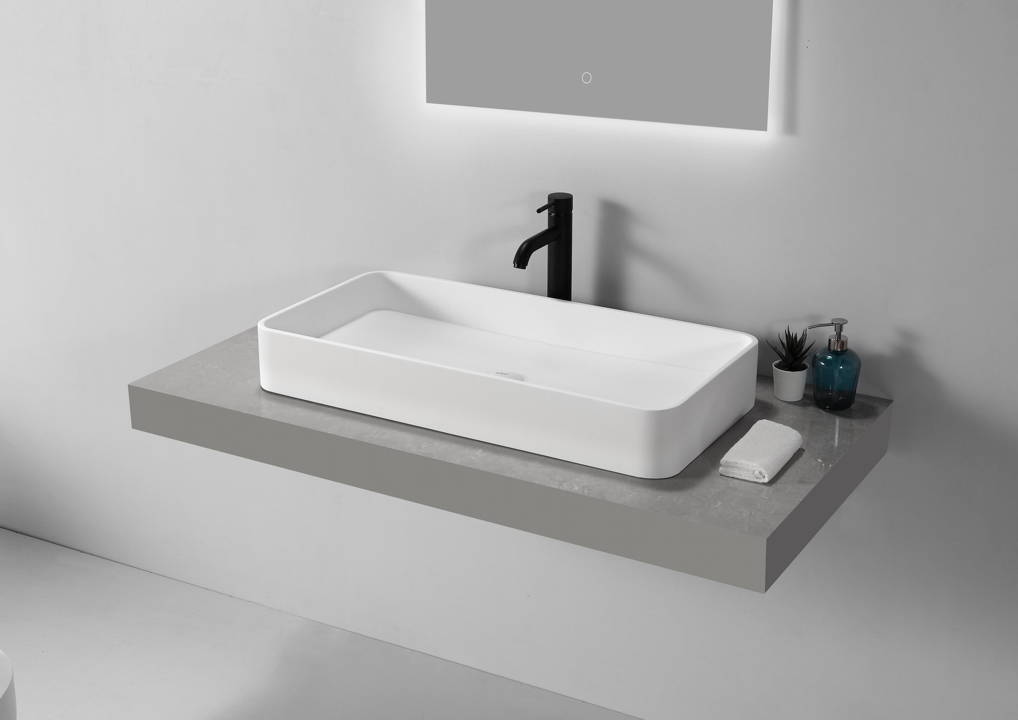 Long Curved Rectangular Basin -800mm - B1700-3