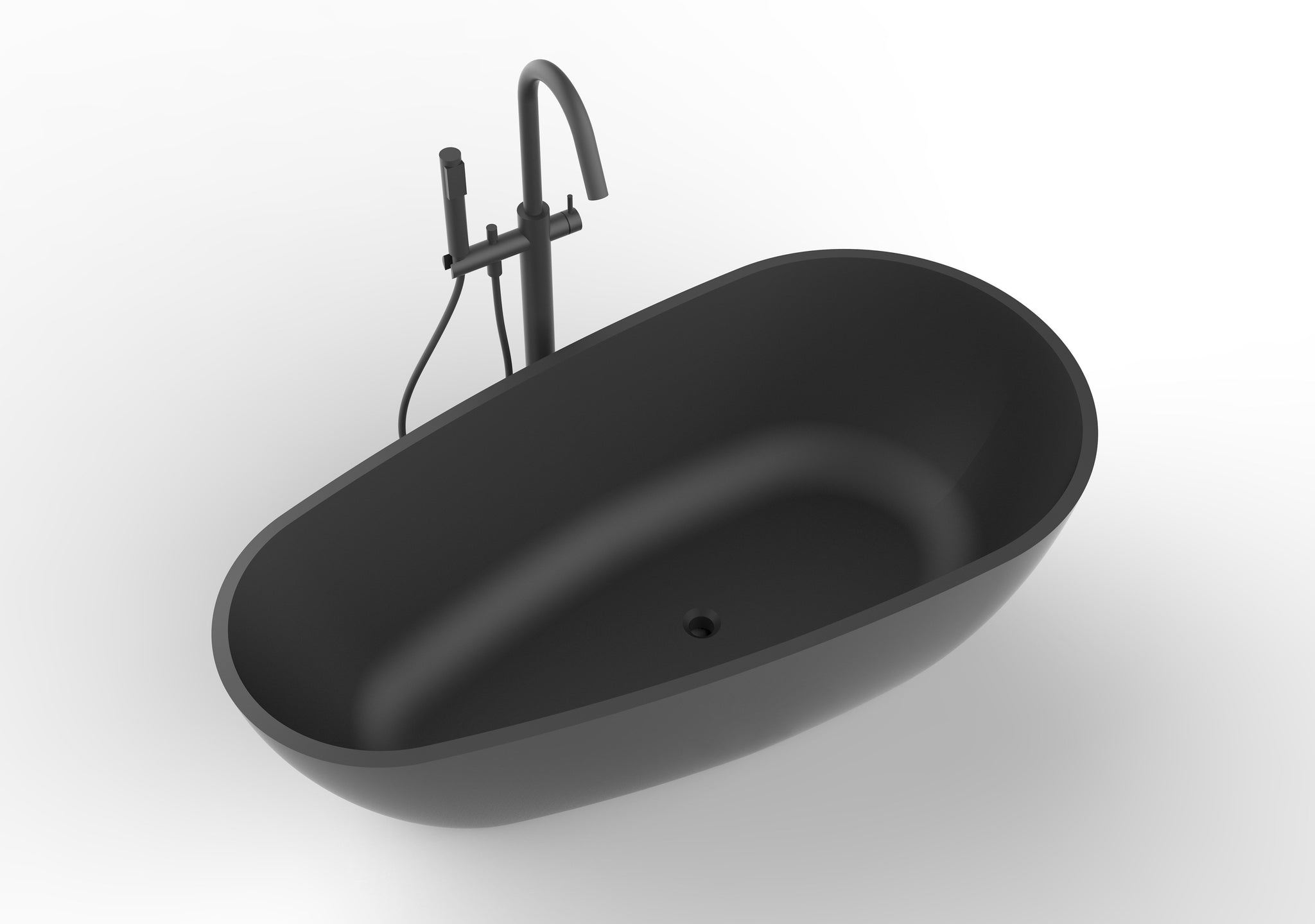 Hugi Small Egg Shape Stone Bath - Black Series - 1460mm - B001