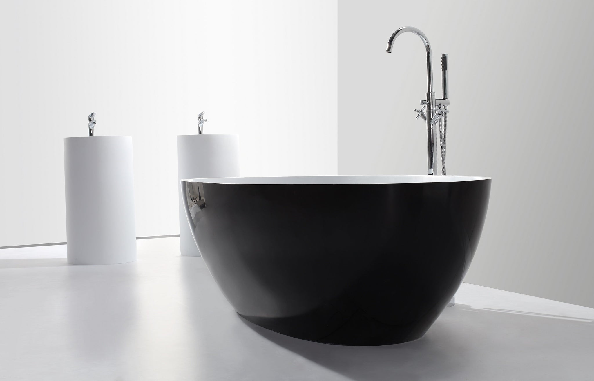 Hugi Black & White Stone Bath - 1828mm - B003-A