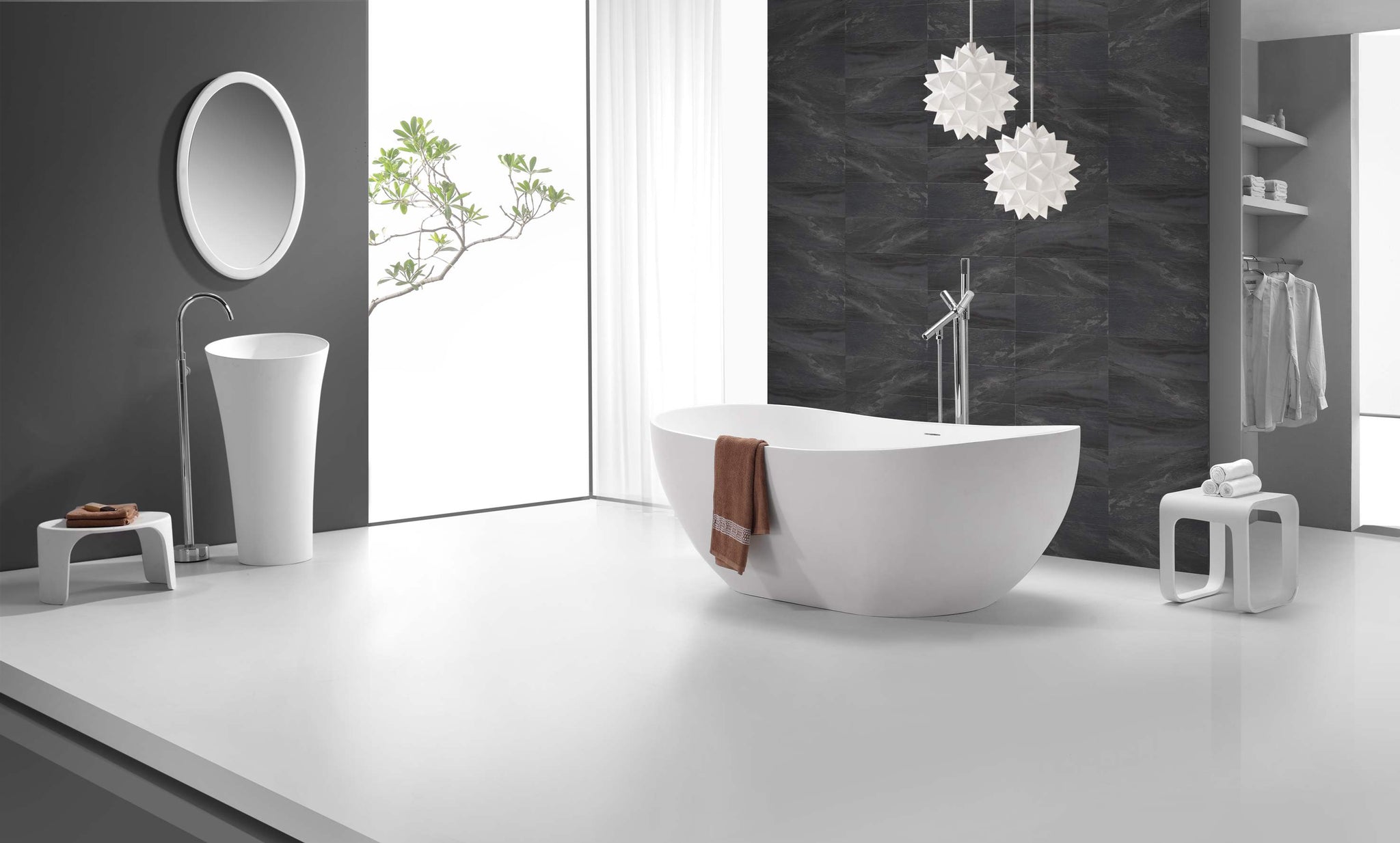 Curved Stone Bath - 1790mm - B054