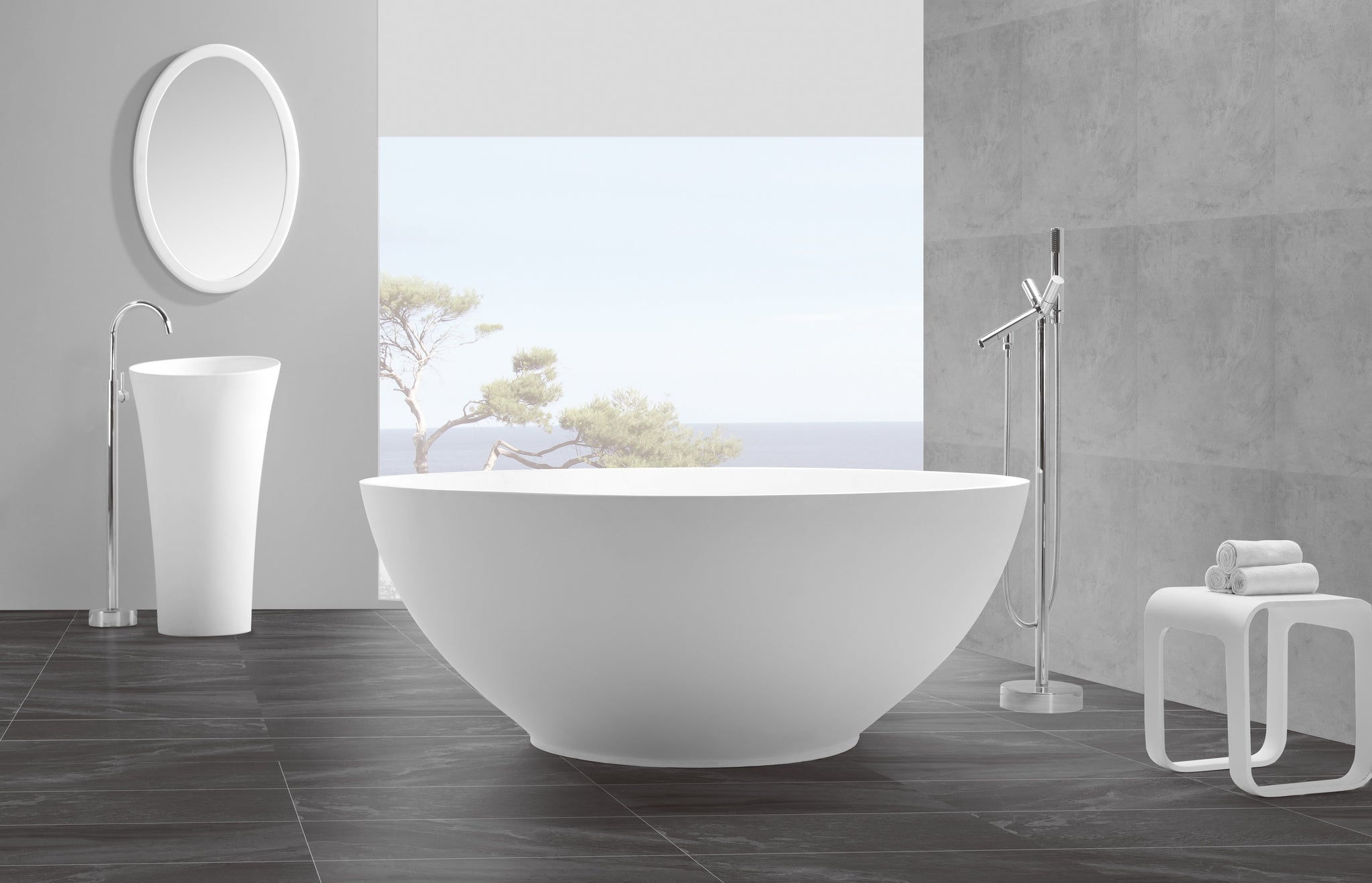 Hugi Round Stone Bath - Statement Luxury Piece - 1500mm - B056