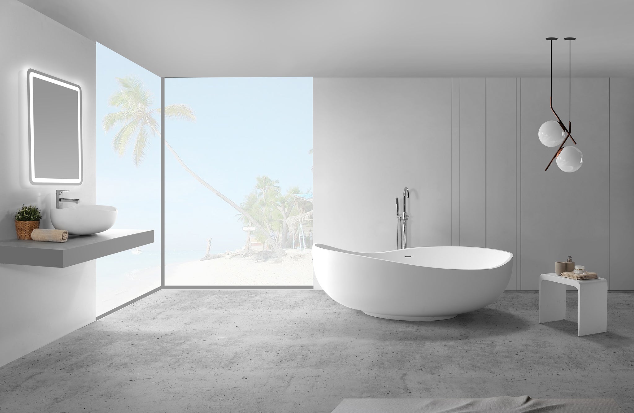 Hugi Organic Curved Stone Bath - Perfect For Two - 1840mm - B098