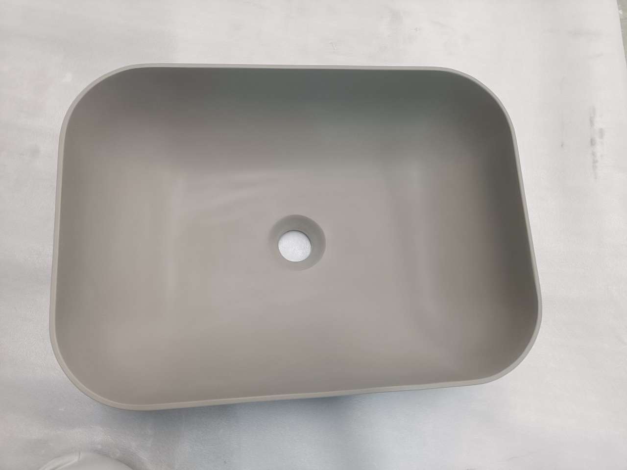Kea semi-recessed rectangle basin 500mm - Matte Cement Grey