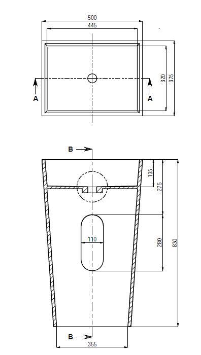 Toka Lite CSB81 Mel Freestanding Natural Stone Basin 500mm Architect Design