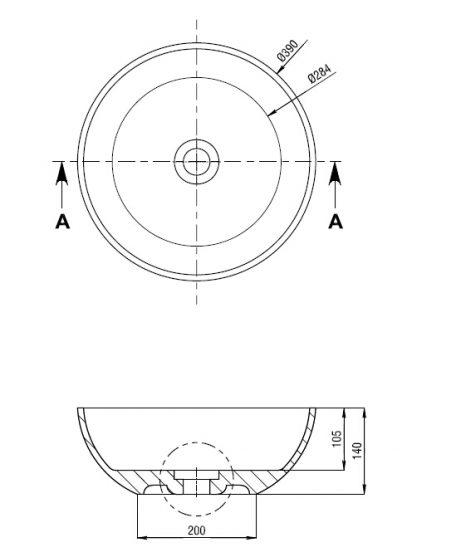 S1 Stone Basin 390mm counter top basins