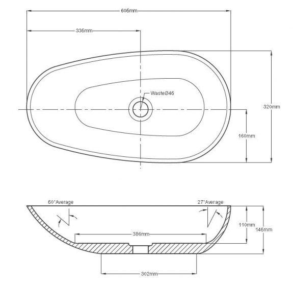 Toka Lite STB03 Jolanda Stone Basin 605mm Architect Design