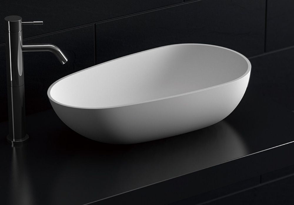 Jolanda Egg Shaped Stone Basin - 605mm - STB03