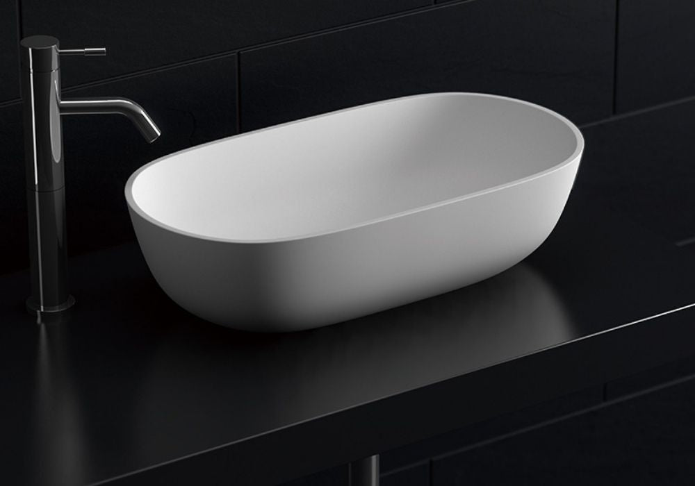 Toka Lite Justina Matte White Stone Basin - 600mm - STB12