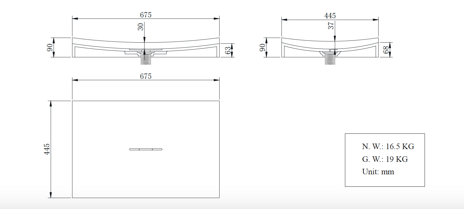 Hugi Asian Inspired Concrete Basin - 675mm - B1347