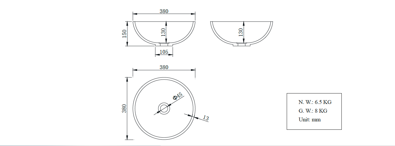 Polymarble Basin Architect Design