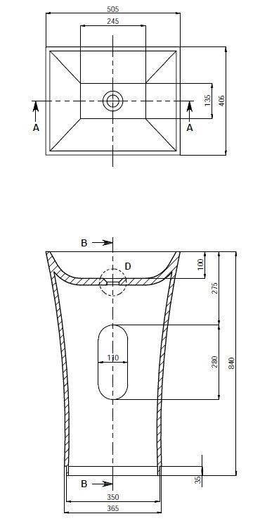 Toka Lite Basin CSB84 555mm Architect Design