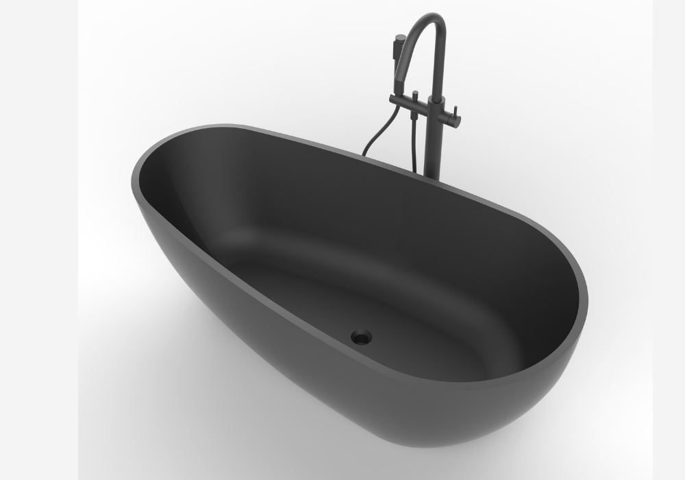 Matte Egg Shaped Concrete Bath - 1675mm - B001