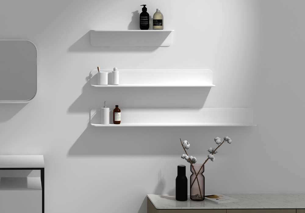 Wall Hung Bathroom Shelf - Matte White - 600mm - G0141