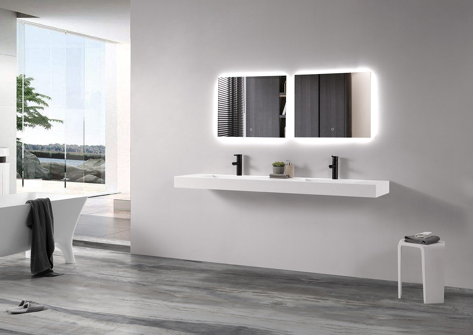 Double Wall Hung Basin - Extra Long 1804mm - B1298