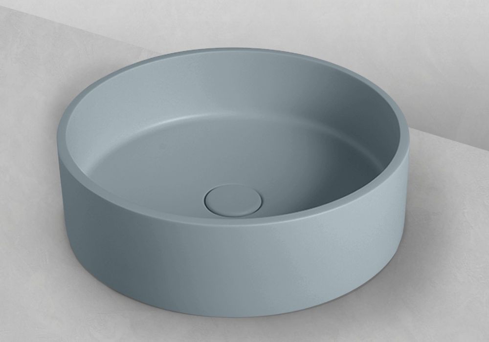 Sol concrete round basin duck egg grey 390mm TC0015C17