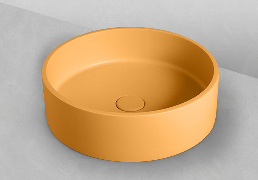 Sol round basin 390mm ochre concrete TC0015C14