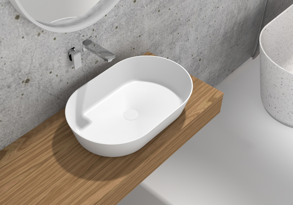 Thin oval stone basin 650mm G38541