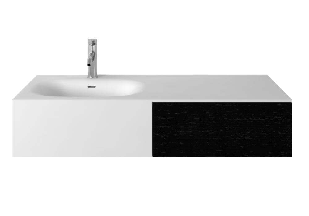 Wall Hung Black Oak Vanity & Solid Basin - 1200mm - G38487