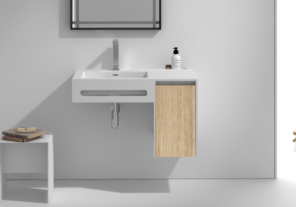 Wall Hung White Oak Vanity & Basin - 900mm - G38553