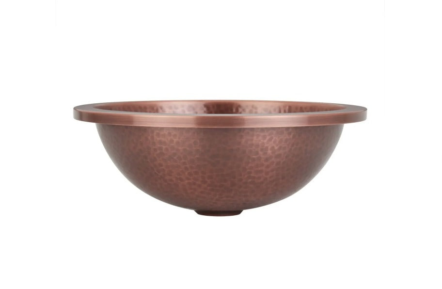 Copper Basin Round Hammered 356mm Side View