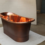 Dark Polished Copper, Double Hammered Slipper Bath 1700mm - CB5010-D67