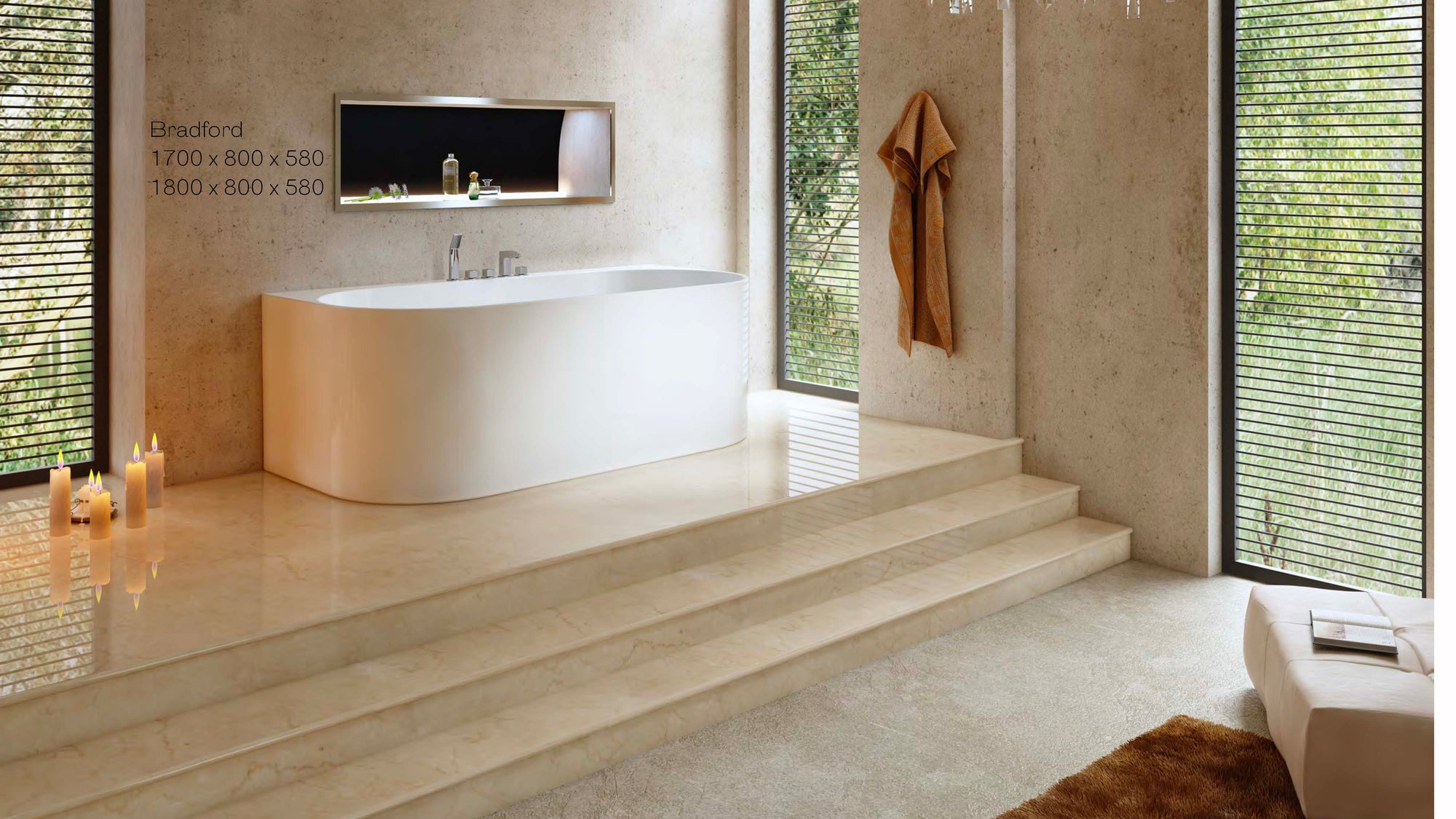 Bradford 1700 - Freestanding Back-To-Wall Bath -  Kbwbrad 1700