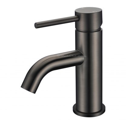 Short Basin Mixer - Round Profile - Brushed Gunmetal - CLAS15