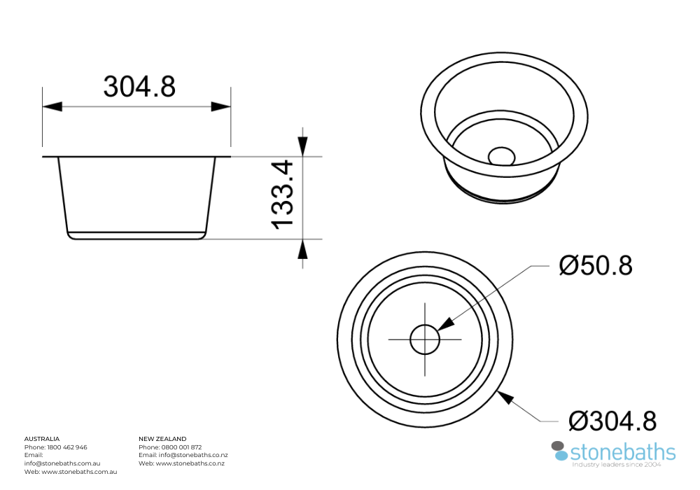 Copper Basin Round 305mm Spec Sheet