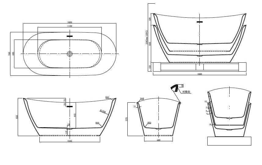 Goldfield 1500/1600/1700 - Freestanding Acrylic Bath