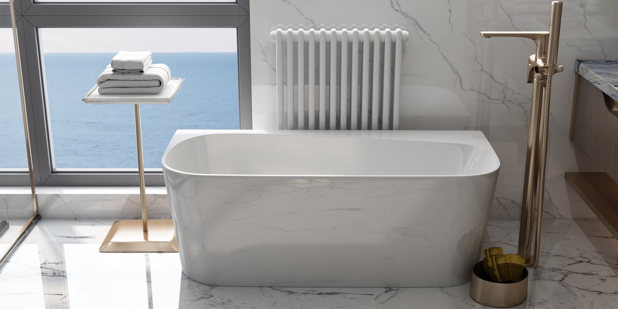 Halifax 1800- Freestanding Back-To-Wall Bath -  Kbwhal 1800