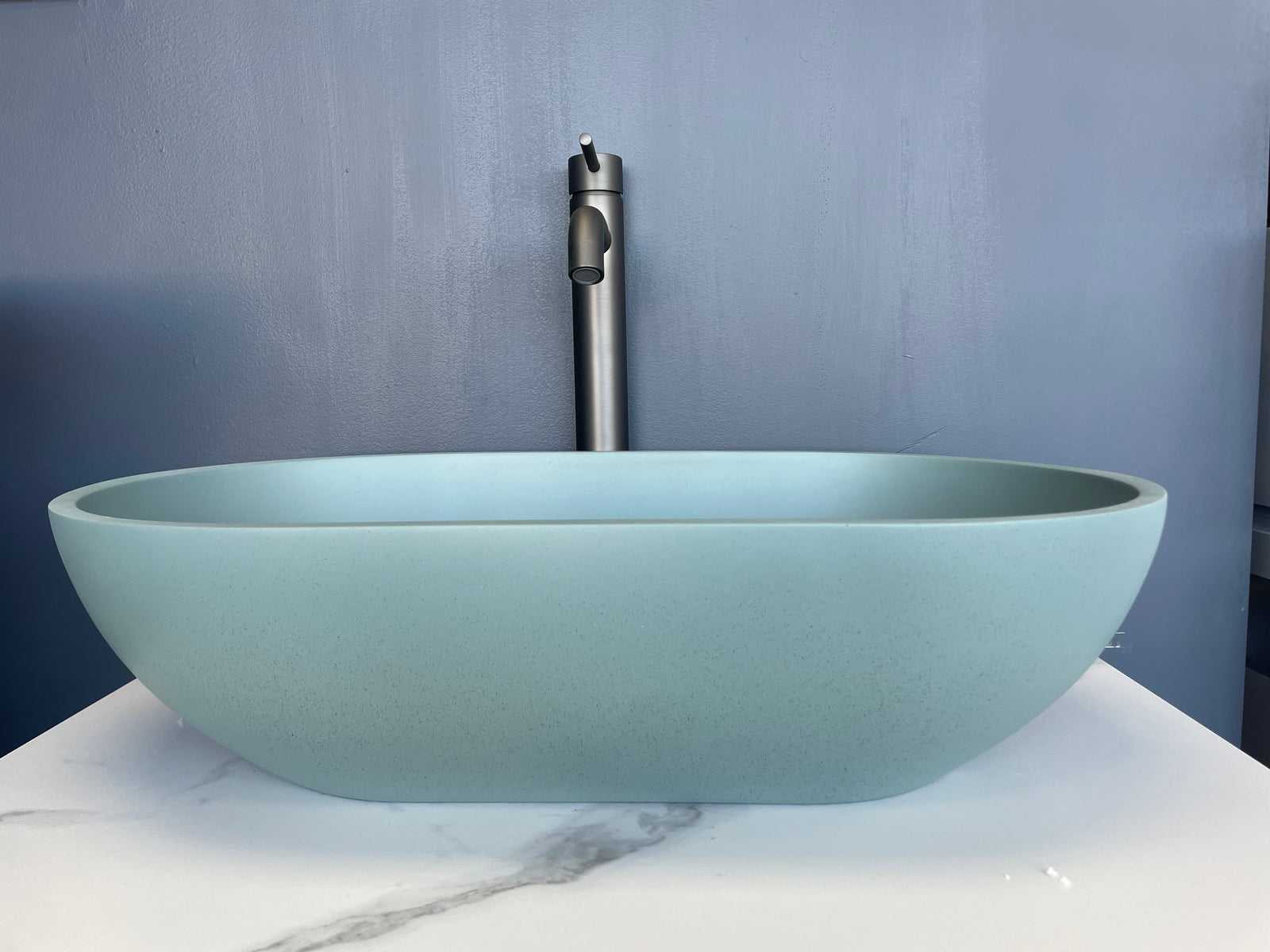 Bayley Oval Concrete Basin - 650/600mm - Seafoam