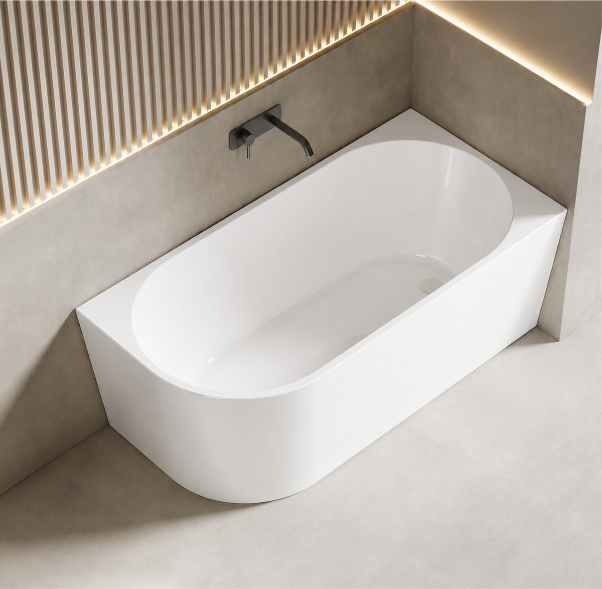 Kaha Acrylic Right Back To Wall Bath - 1500mm - AU605RBW 1500