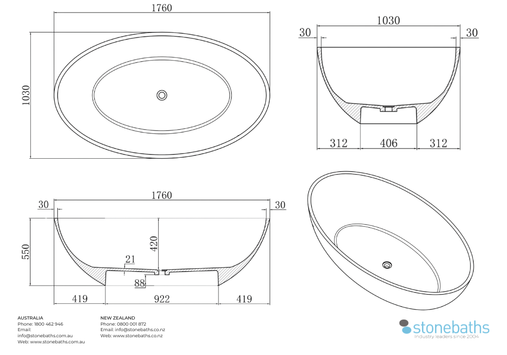Kaha Stonebaths Bathtub 1760