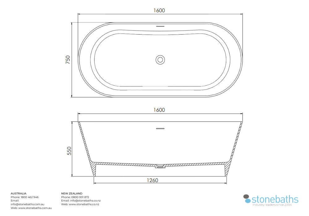 Kaha Stonebaths Bathtub 1600