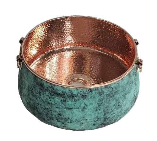 Copper Basin Hammered Verdigris Round 406mm